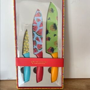 Anthropologie Fruit Pattern Knife Set - Blue, Red, Yellow